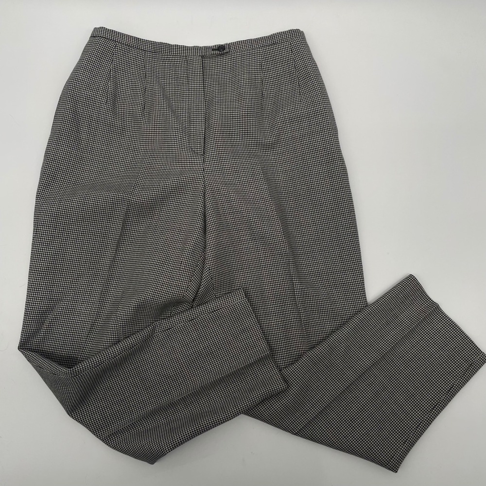 VTG Y2K Harve Benard Women 14P Wool Pants‎ Black White Houndstooth High Rise